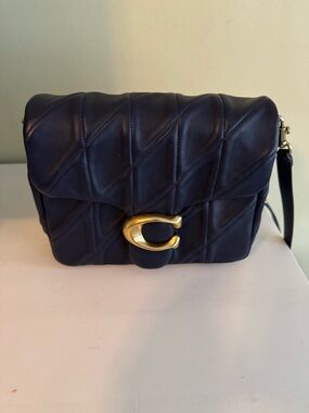 Coach Times Square tabby 20, medium Quilted Crossbody Bag in Navy and Gold